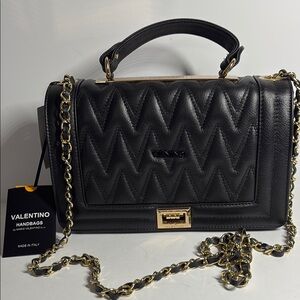 Valentino Black Leather Quilted Handbag by Mario New